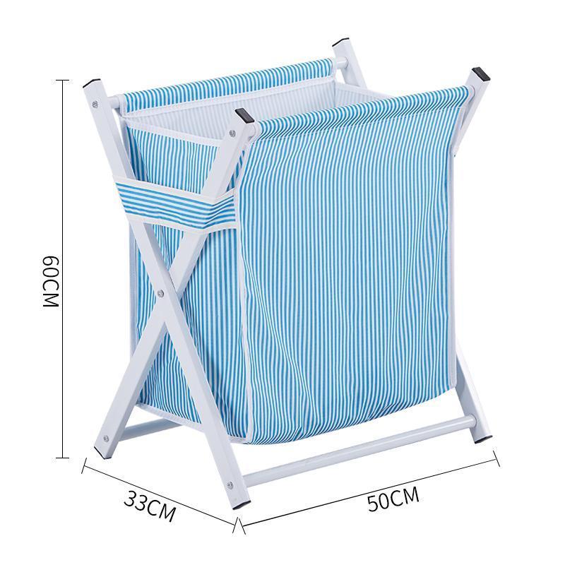 panier à linge bleu rayé pliable