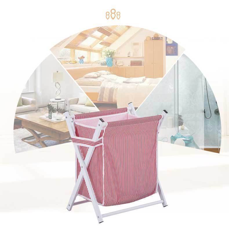 panier tissu pliable rouge rayé