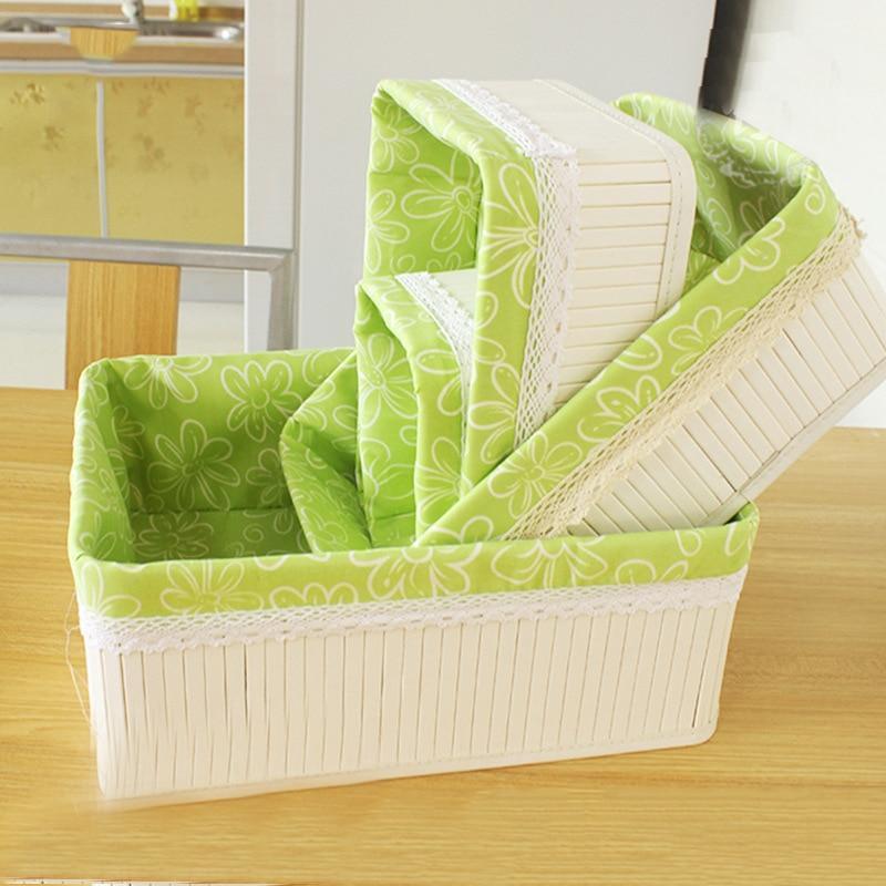 Panier à Linge Rectangulaire Brodé motif vert