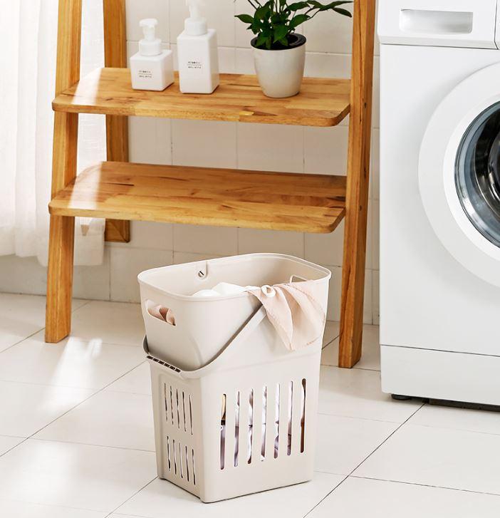 Panier à Linge Rectangulaire Plastique beige