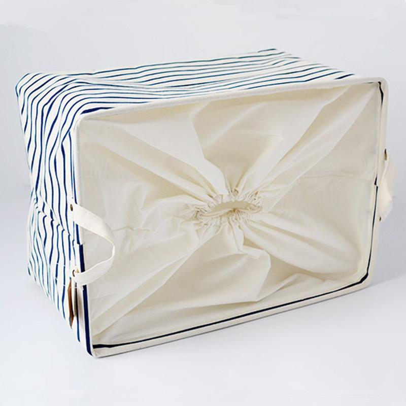 Panier Linge Rectangle Bleu Rayé blanc