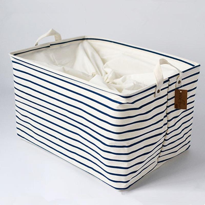 Panier à Linge Bleu Rayé