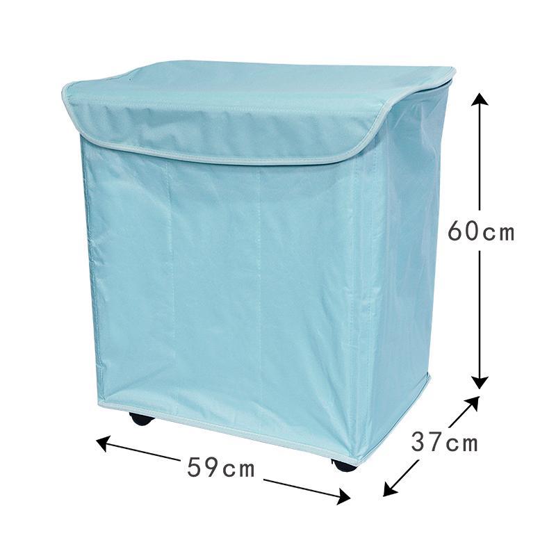 panier à linge sur roulettes turquoise