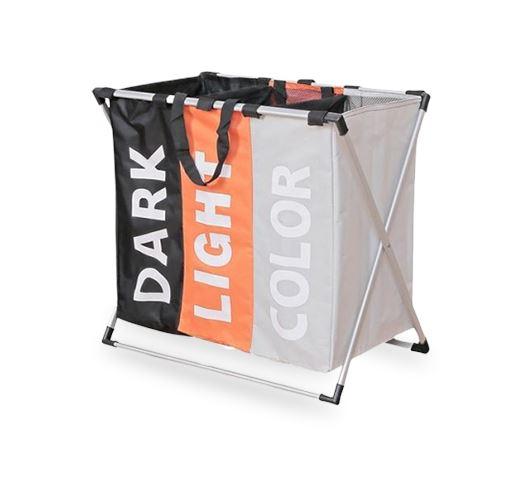 Panière à Linge 3 Compartiments noir orange blanc