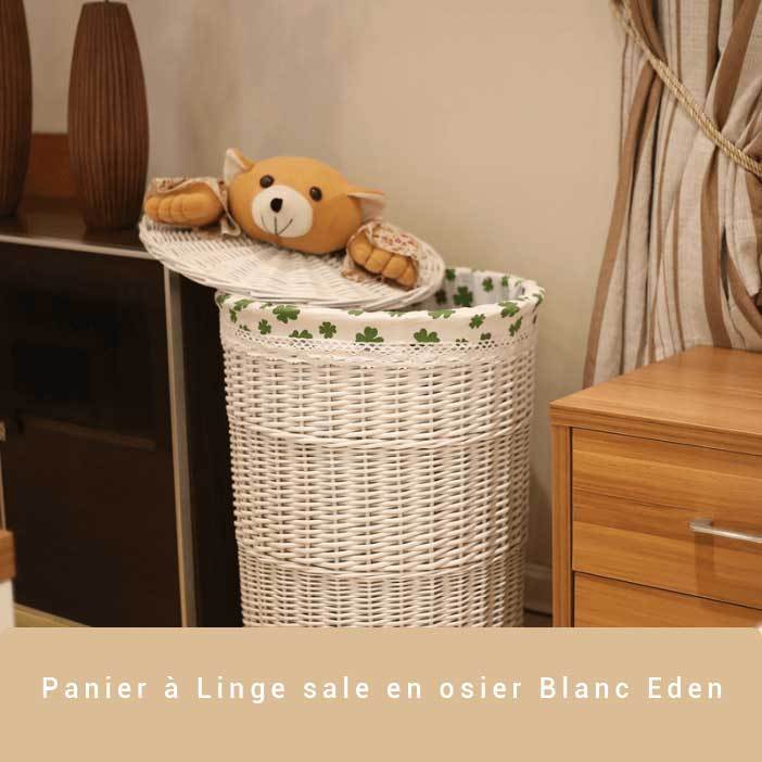 Panière Linge Sale Osier Blanc