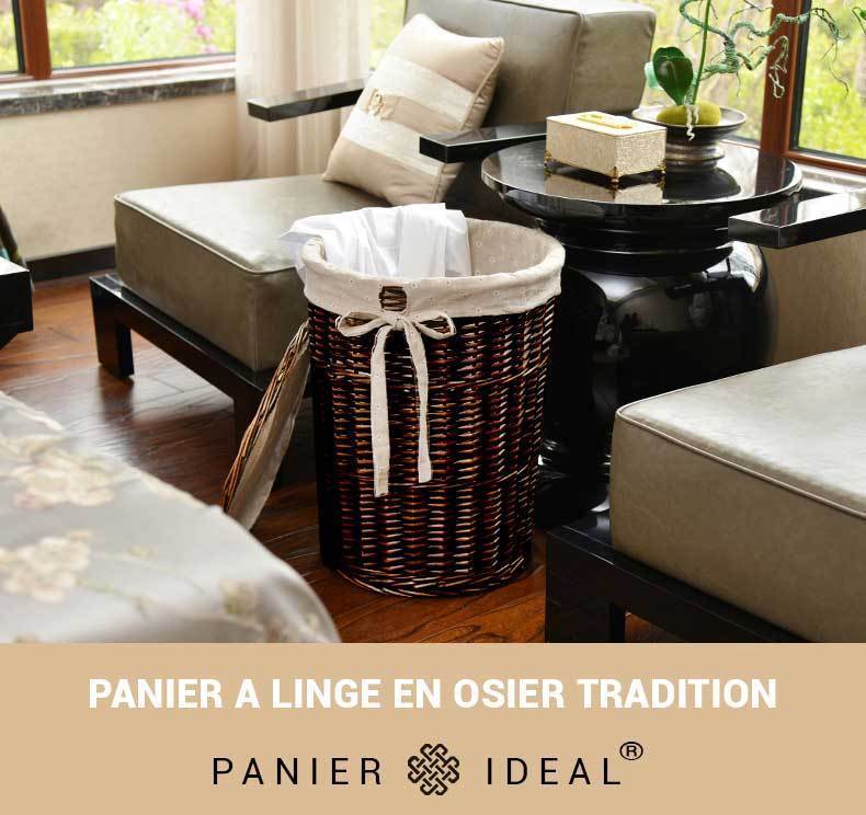 panier linge osier brun