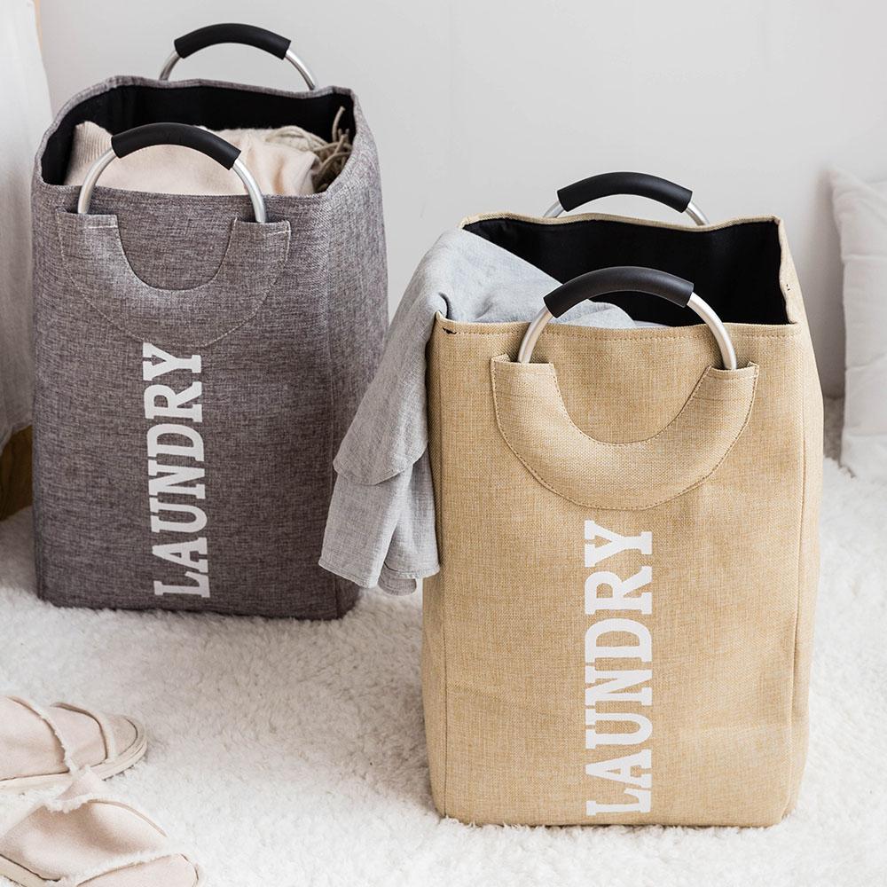 sac solide à Linge Sale Rectangulaire gris et beige