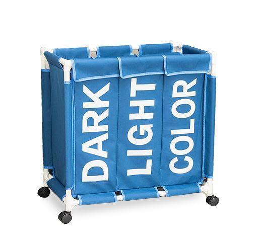 Panier à Linge Sale sur Roulettes Bleu