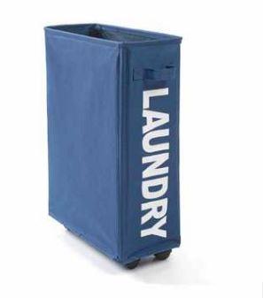 bac à linge sur roulettes bleu navy