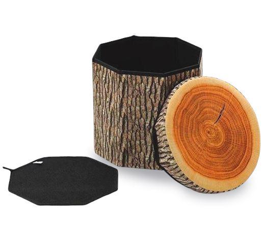 Panier à Linge Tabouret Bois Simili Bûche