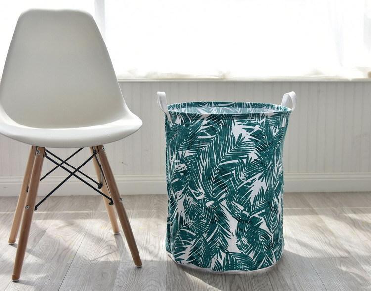 panier en tissu baril tropical vert