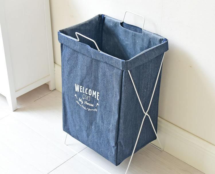 panier de linge bleu jean