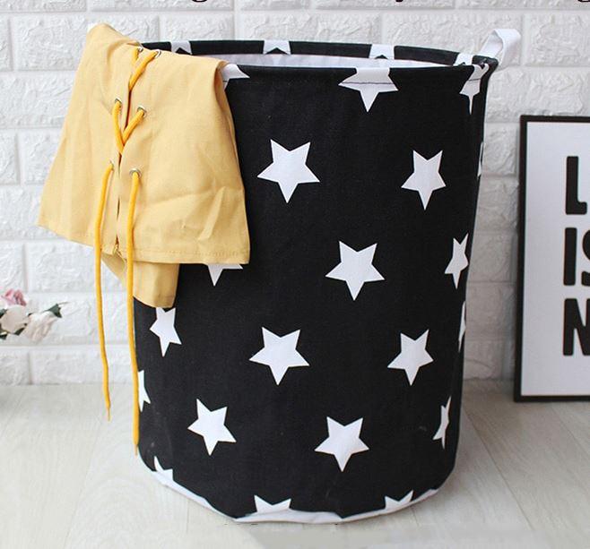 panier de rangement en tissu noir étoilé