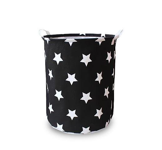 Panier à Linge Tissu Noir étoilé