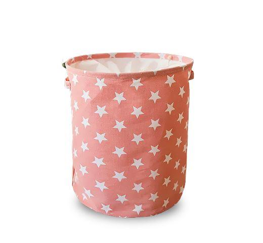 Panier à Linge Tissu Rose Étoilé