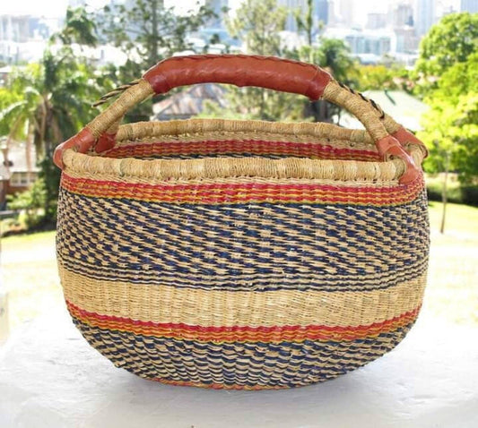 Panier à Linge Tressé Africain Artisanal - Ghana Bolga 1