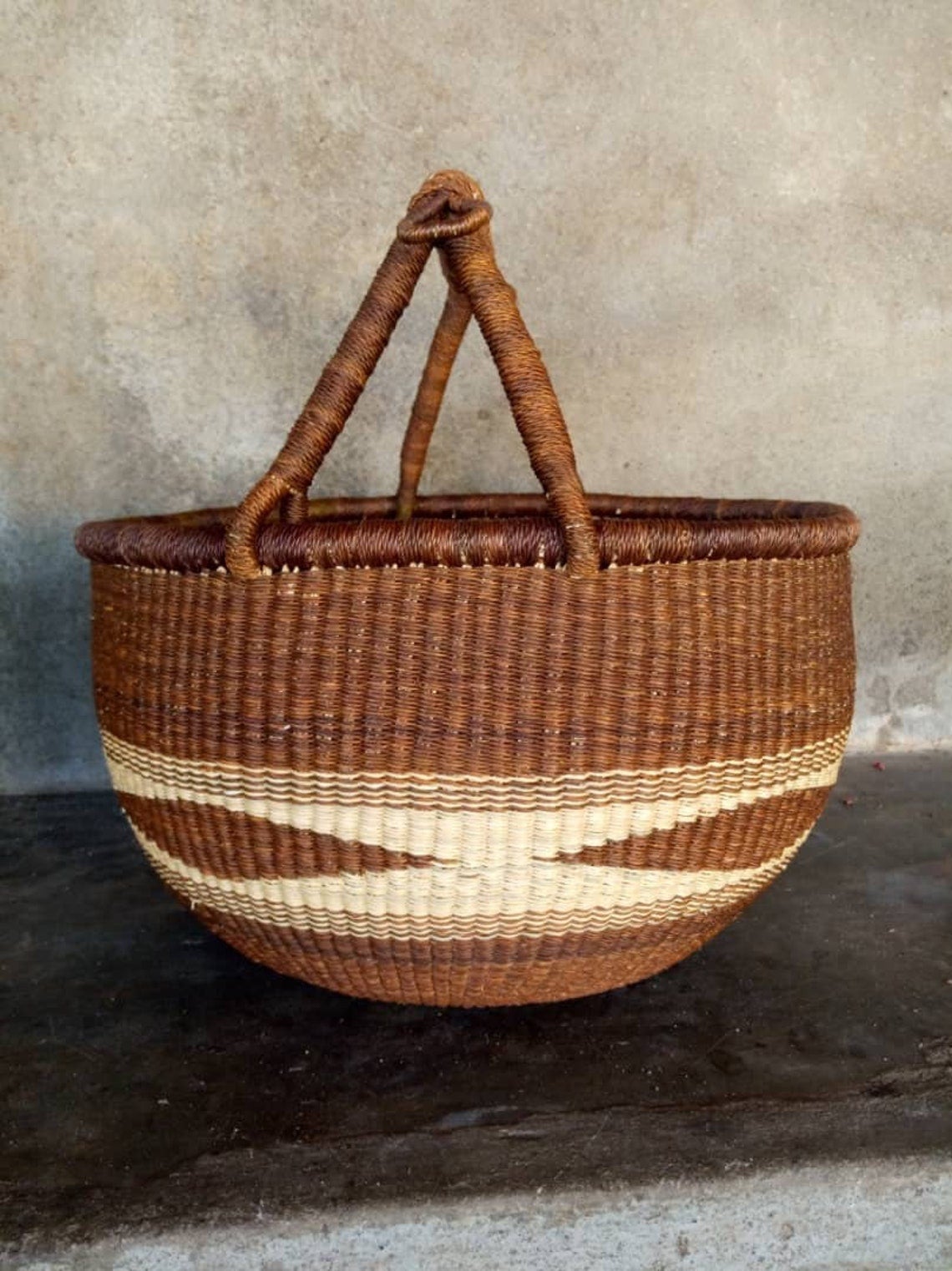 Panier à Linge Tressé Africain Artisanal - Ghana Bolga 6