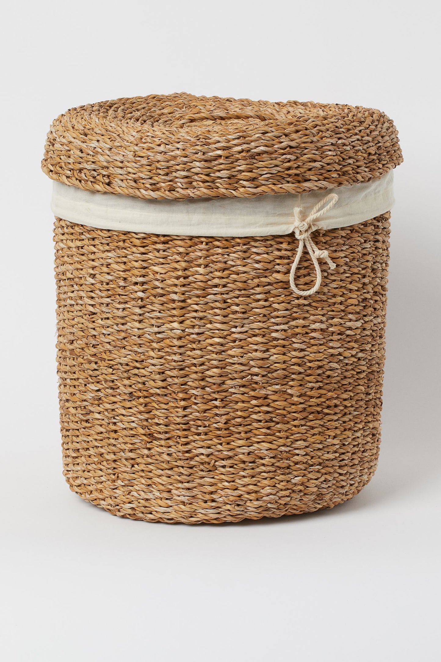 Panier à Linge Tressé avec Couvercle en Jonc