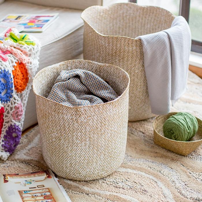 Panières pour le Linge Tressé Blanc