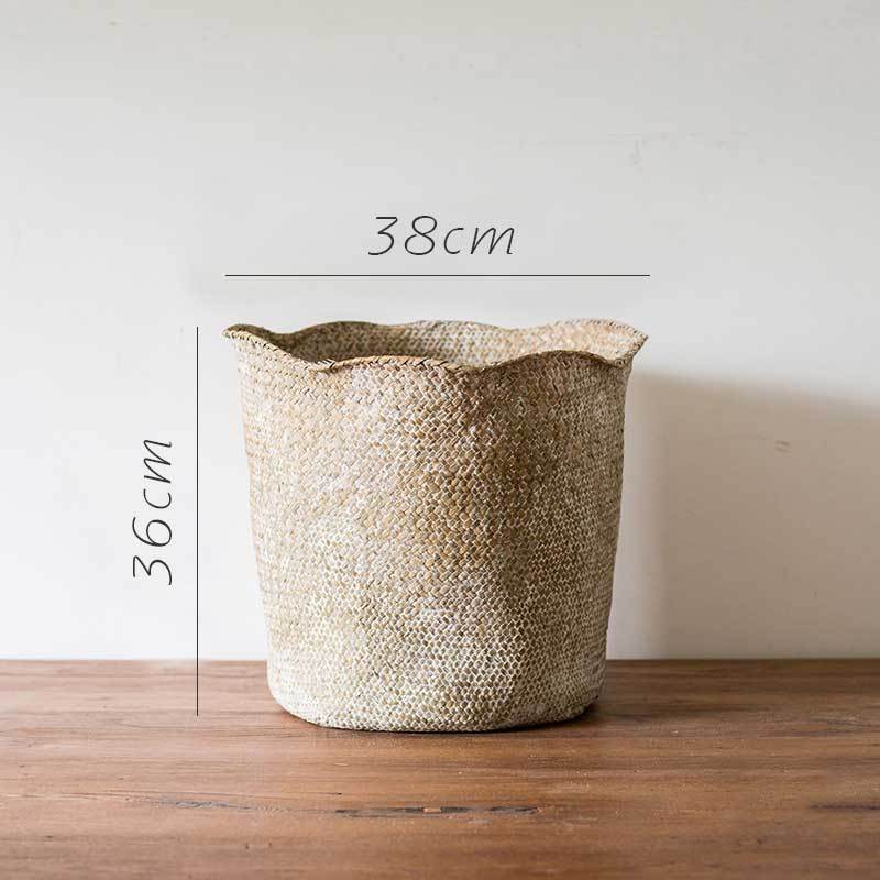 petit panier de linge en jonc tressé blanc