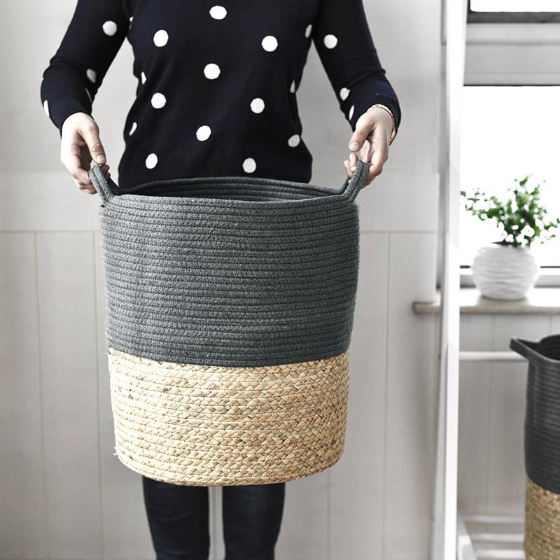 Panier à Linge Tressé gris