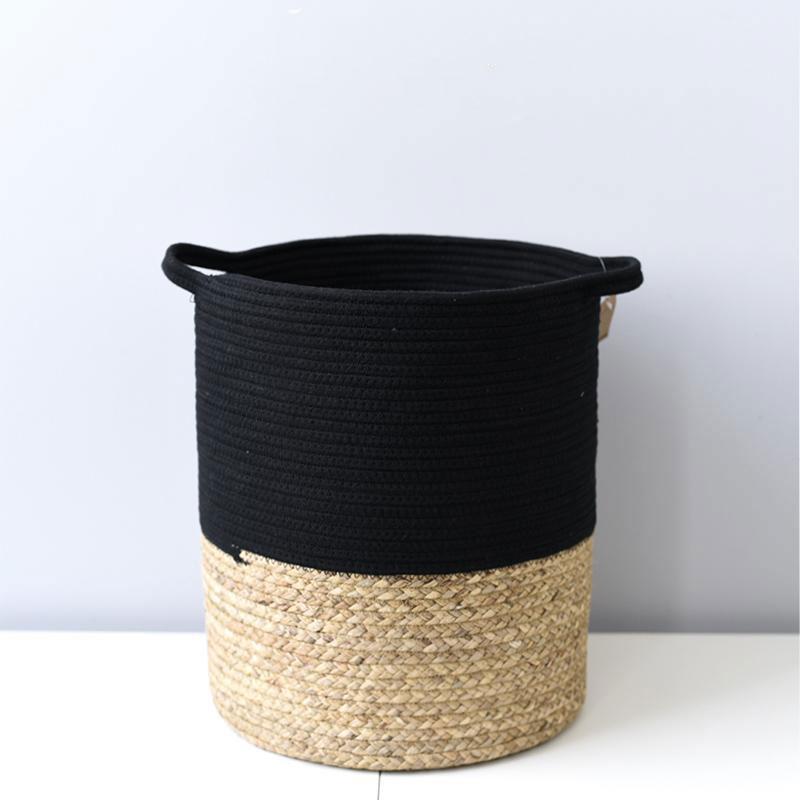 Panier pour le Linge Tressé Noir