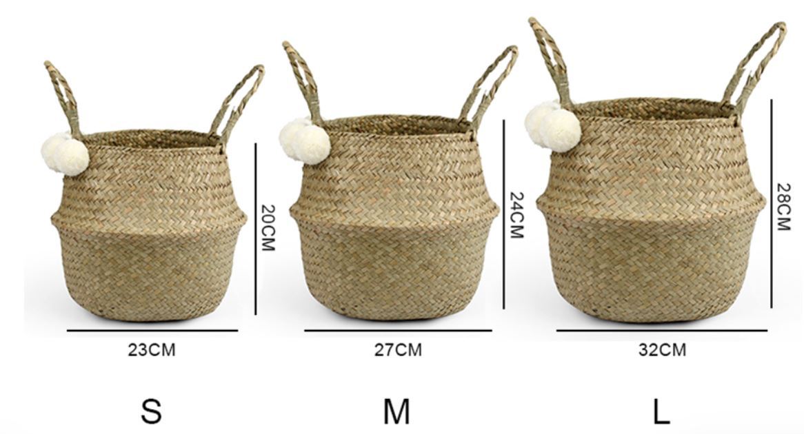 les tailles du Panier boule en jonc de mer