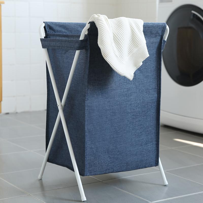 panier de linge pliable bleu sans couvercle