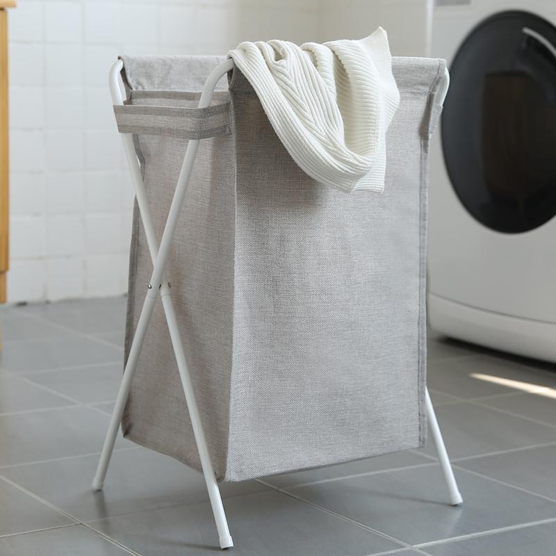 panier de linge pliable gris clair sans couvercle