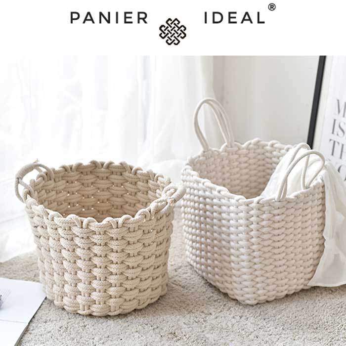 panier en coton tricoté blanc pour bébé