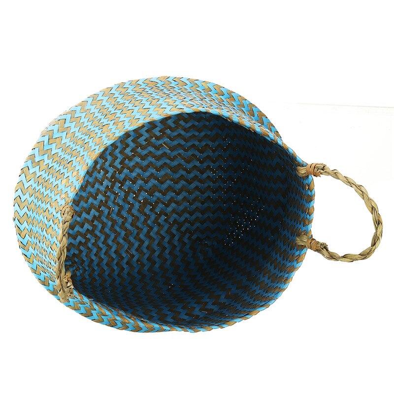 Panier de Rangement Jonc de Mer bleu