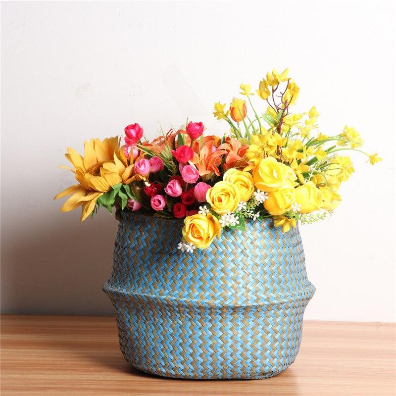 Panier à fleur Jonc de Mer Turquoise