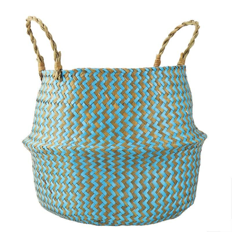 Panier de Rangement Jonc de Mer Turquoise