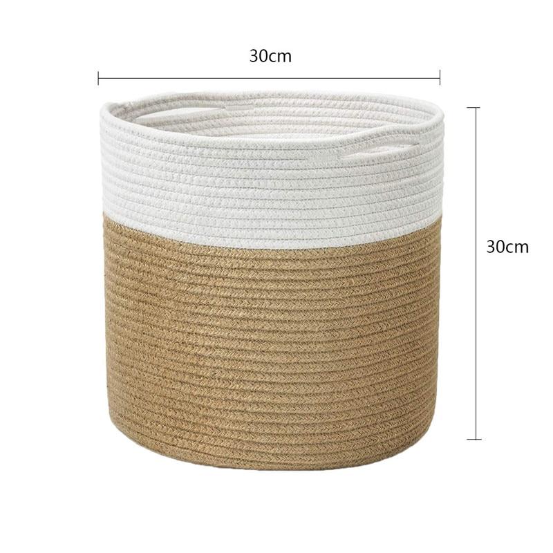 Taille L Panier Coton Blanc et Jonc de Mer