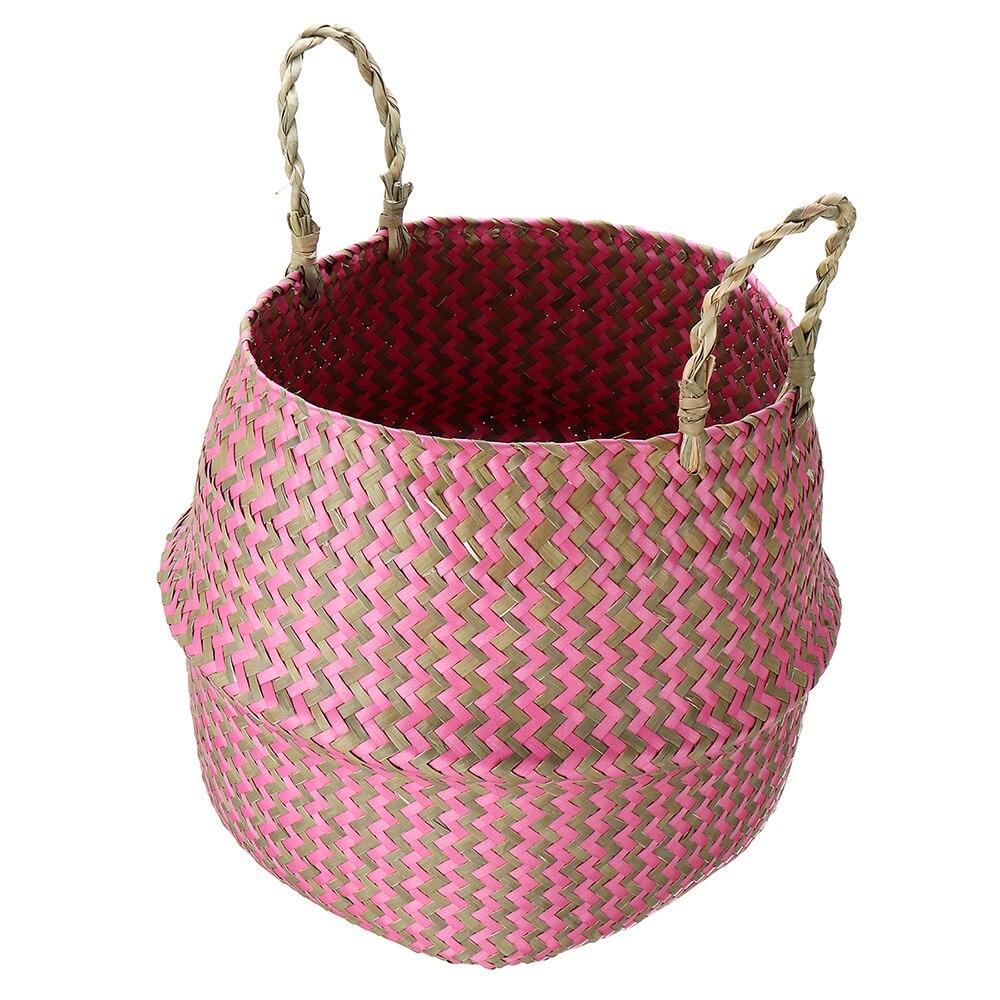 Panier tressé en Jonc de Mer Rose