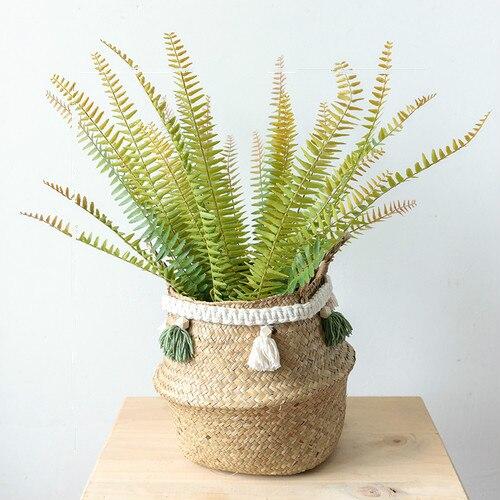 Panier Jonc de Mer Plante macramé et pompons