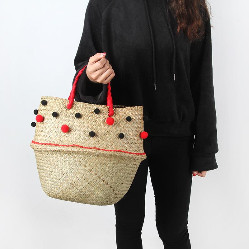 Panier sac Rond avec Pompon