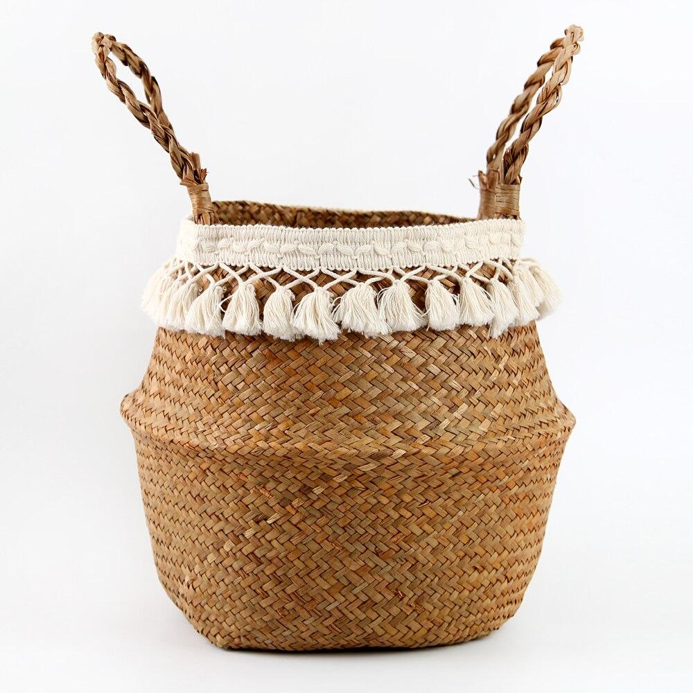 Panier Tresse Jonc de Mer Caramel