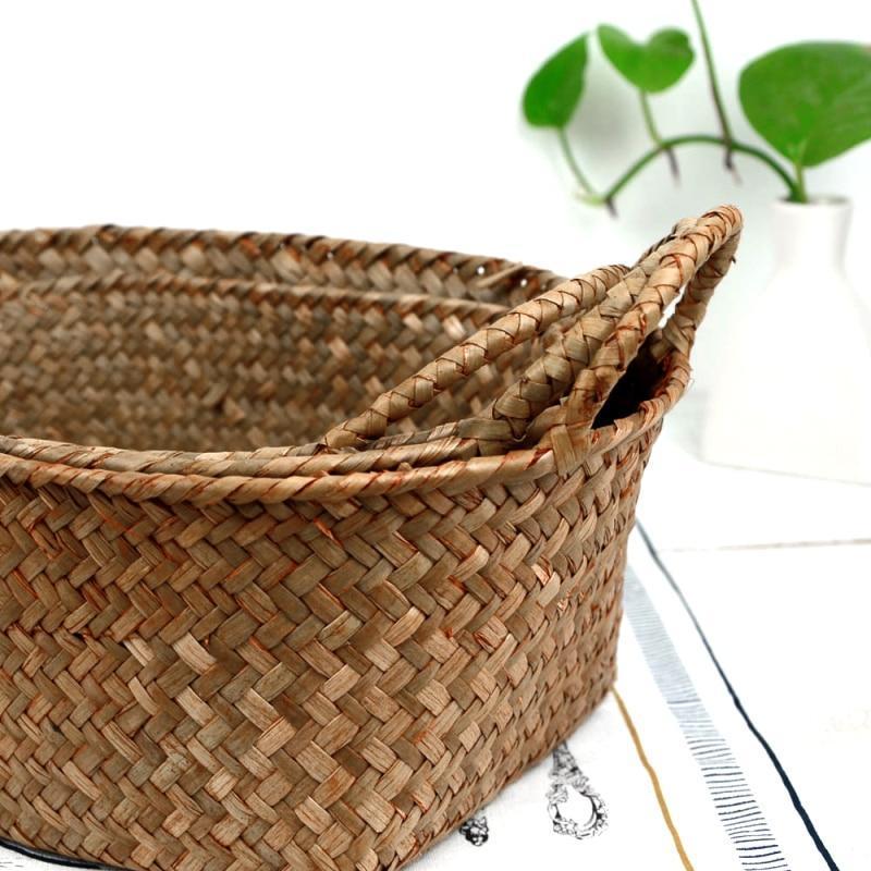 panier tressé en jonc de mer ovale