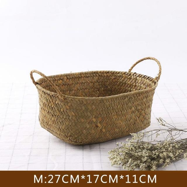 panier ovale en jonc de mer taille M