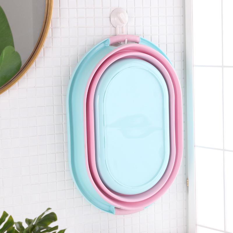 Panière à Linge Souple Pliable Ovale rose et bleu