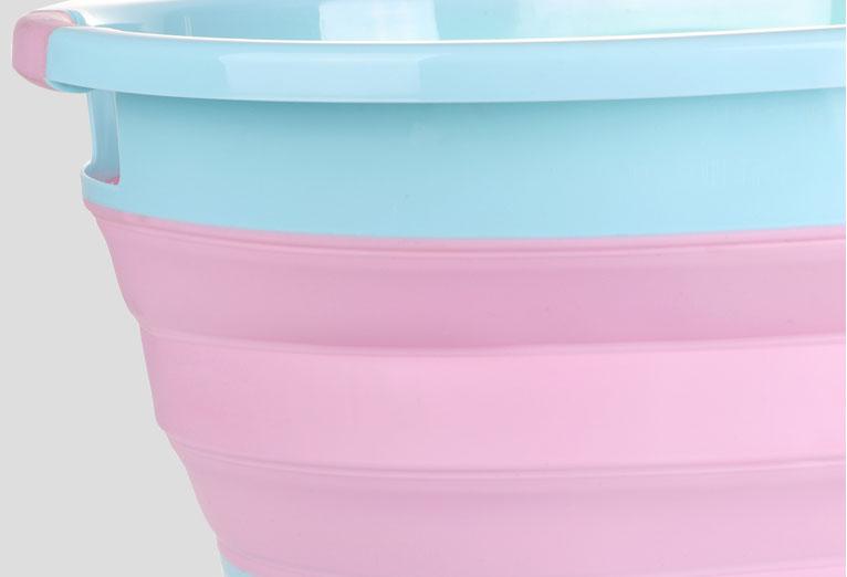 corbeille à linge pliable souple rose te bleu