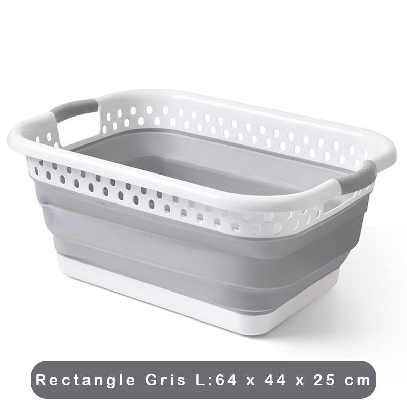 Panière à Linge Souple Pliable Rectangle : Taille L Gris