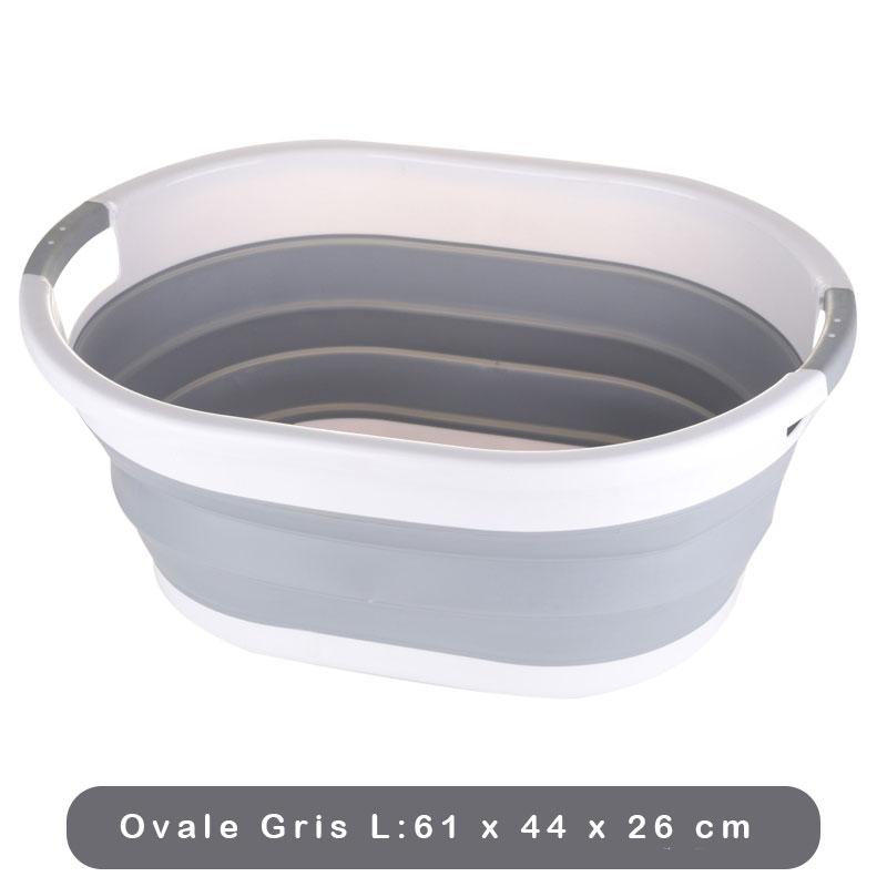 Panière à Linge Souple Pliable Ovale : Taille L gris