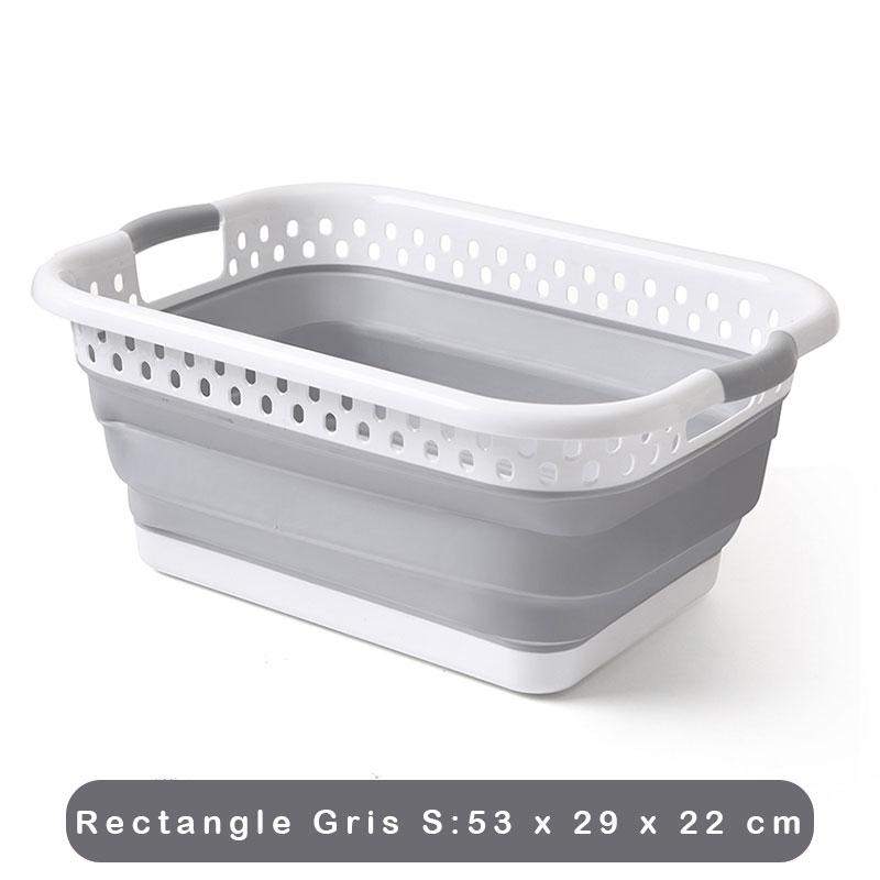 Panière à Linge Souple Pliable Rectangle : Taille S Gris