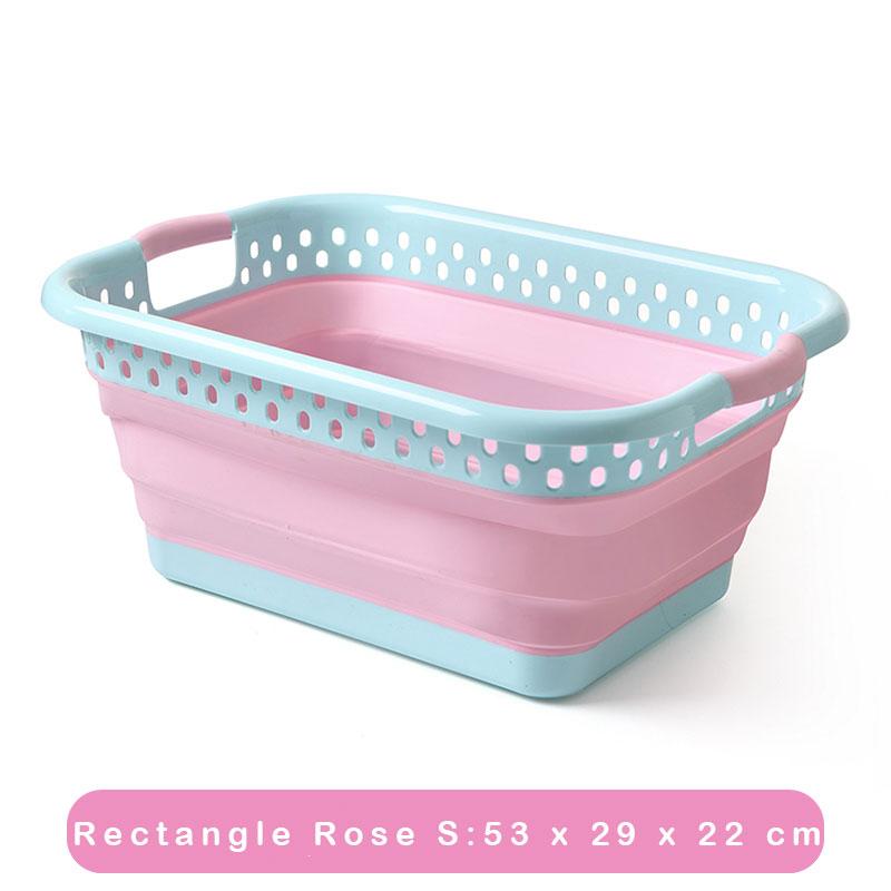 Panière à Linge Souple Pliable Rectangle : Taille S Rose