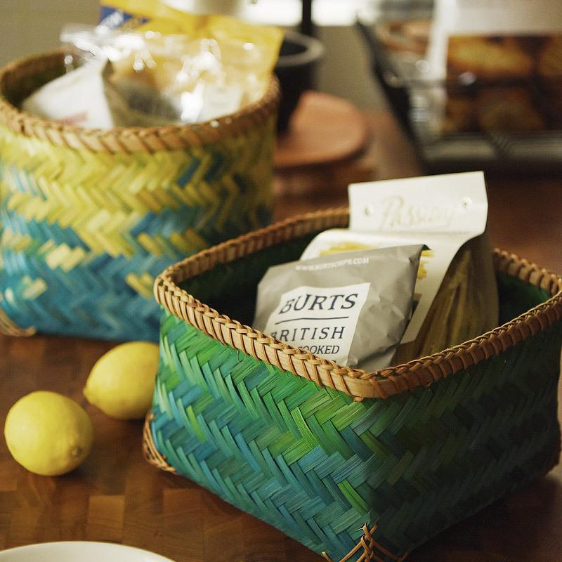 panier linge bambou tressé