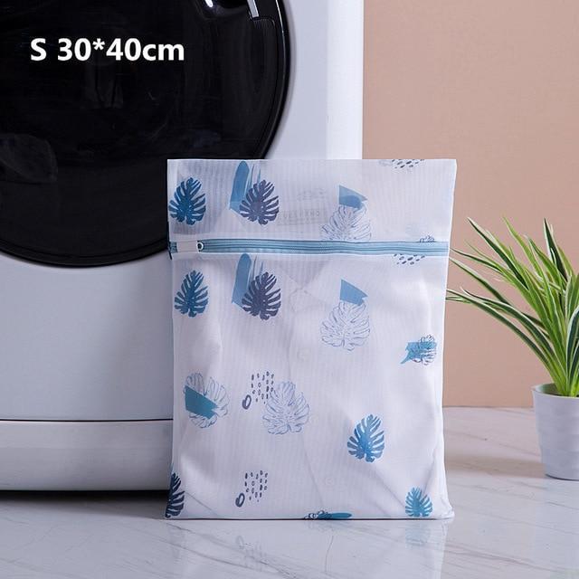 petite taille Sac à Linge Sale Blanc Fougères Bleues