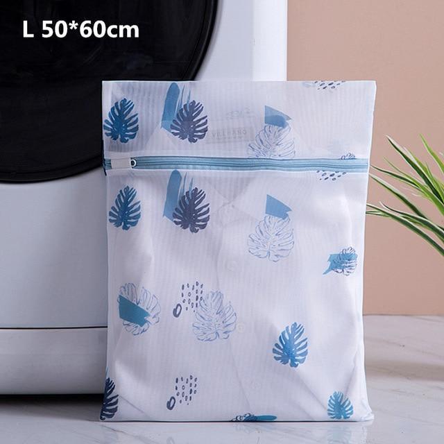 Grande taille Sac à Linge Sale Blanc Fougères Bleues