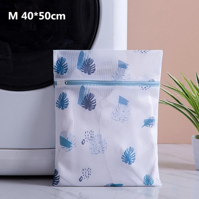 moyenne taille Sac à Linge Sale Blanc Fougères Bleues